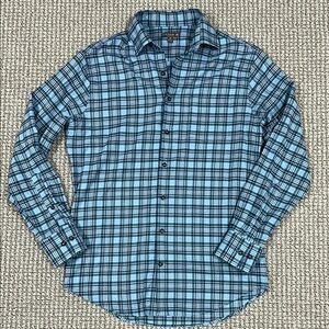 Peter Millar Crown Sport Blue Plaid Button Up Shirt